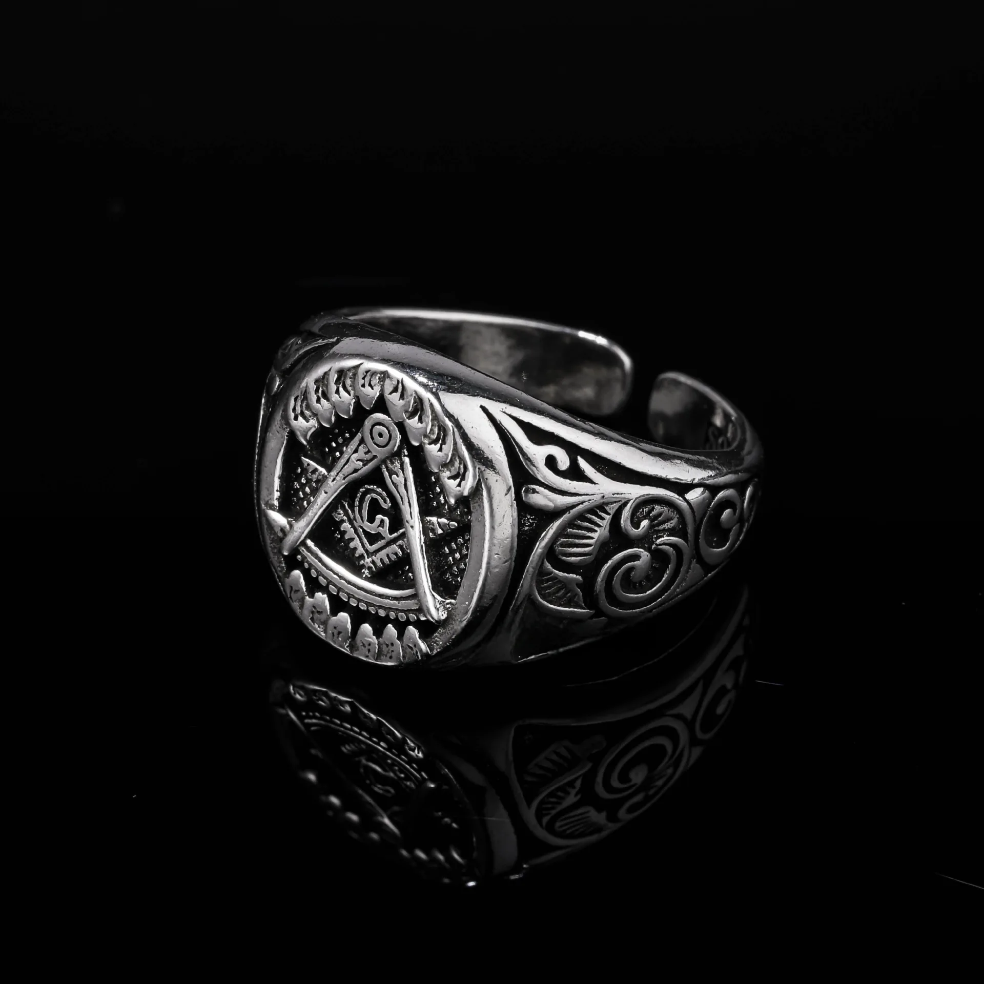 

10 pcs Vintage Men's Punk Jewelry Accessories Masonic Open Copper Ring for Party Occasions
