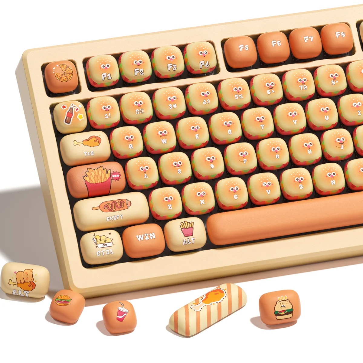 QBYI Wonderland Steamed Bun Theme Keycap Cute MOG 138 keys Cartoon Custom Dye Sub Keycap Keyboard Accessories Gifts