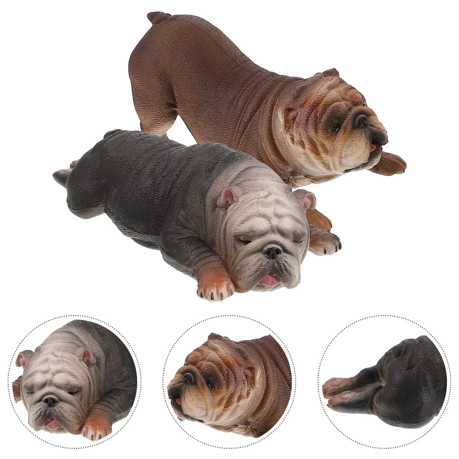 

2pcs Lifelike Dog Realistic Bulldog Desktop Decor Simulated Dog Statue For Home Office Indoor Decoration Plastic Animal Ornament