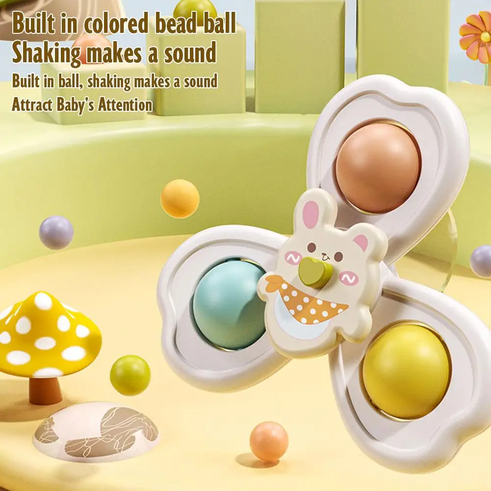 Ventouse rotative pour enfants, 3 pièces, jouets Spinner d'animaux de dessin animé pour fenêtre, plateau de chaise haute, Table de bain, cadeau pour enfants