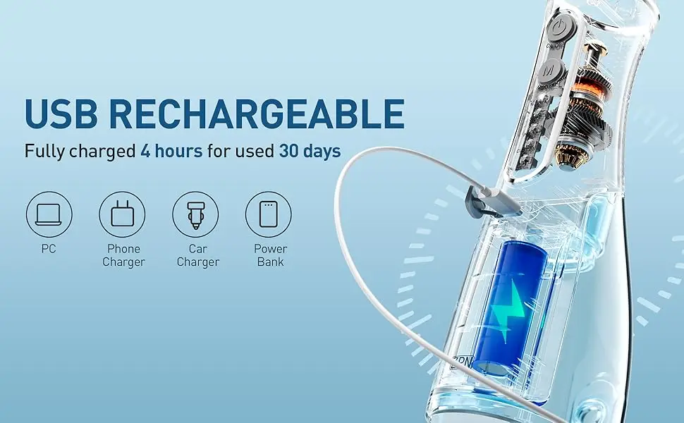 ZPN Water Flosser for Teeth Cleaning and Flossing with 5 Replaceable Jet Tips, IPX7 Waterproof Water Flosser Portable and Rechar