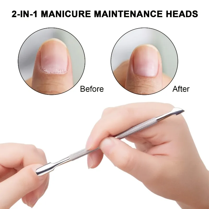 1/2/3Pcs Stainless Steel Double Head Cuticle Pusher Remover Cutter Nail Cleaner Manicure Pedicure Tool for Hands Feet