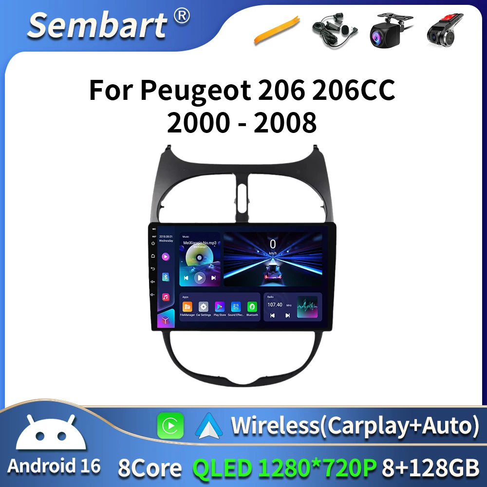 

7862 Android 16 Car Radio For PEUGEOT 206 206CC 206SW 2000-2008 Auto Multimedia Player GPS Autoradio Carplay Navi GPS 4G DVD