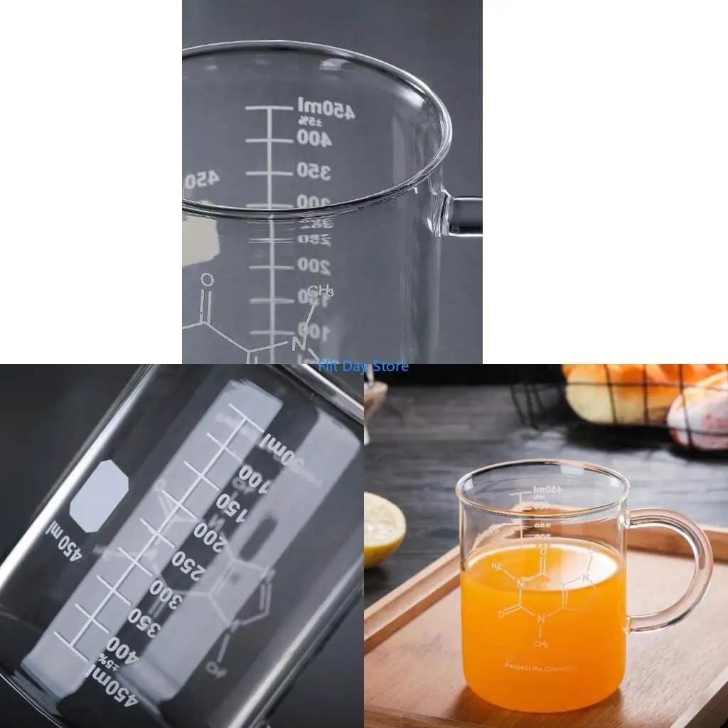 F92C Tumbler Science of Coffee Glass Easy to Read Metric Measurements for Home Office