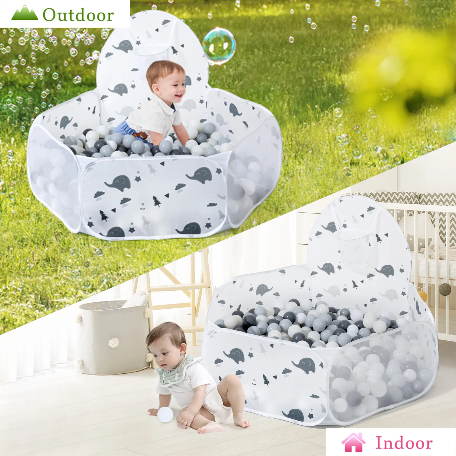 حوض سباحة قابل للطي على شكل كرة أطفال (بدون كرات) حفرة كروية أنماط متعددة متوفرة بنمط لعب الأطفال مع ألعاب داخلية على شكل طوق