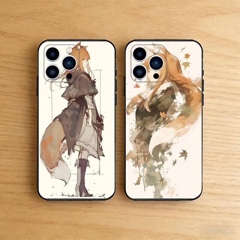 

Anime S-Spice and W-Wolf Case For iPhone 17 16 15 14 13 12 11 Pro Max XR XS 8 7 Plus 16E Soft Silicone Cover