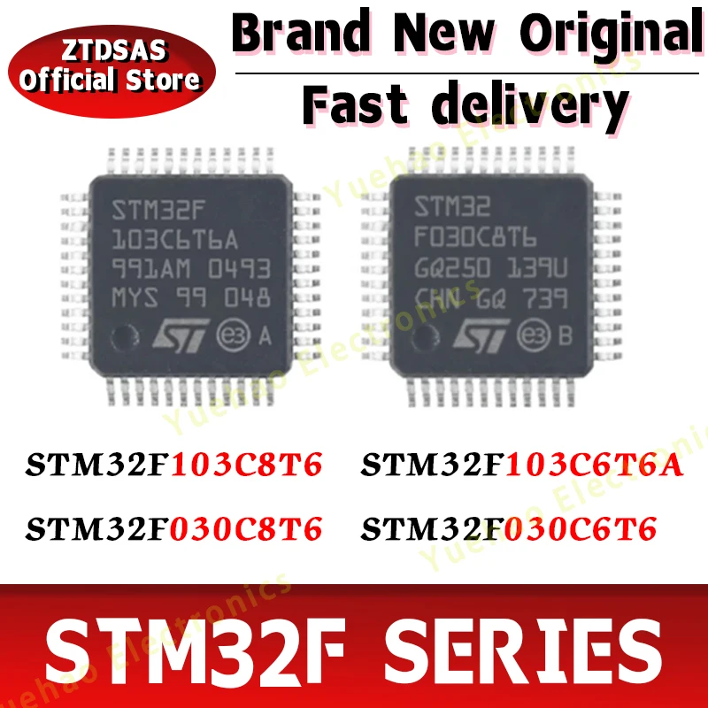 100% New STM32F103C8T6 STM32F103C6T6A STM32F030C8T6 STM32F030C6T6 STM32F030 STM32F103 STM32F STM32 STM IC MCU Chip LQFP48