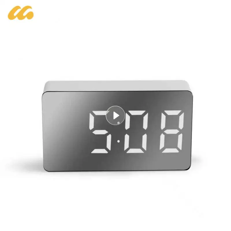 LED Mirror Table Clock Digital Alarm Snooze Display Time Night Light Desktop USB Alarm Clock Household Decor Gifts For Children