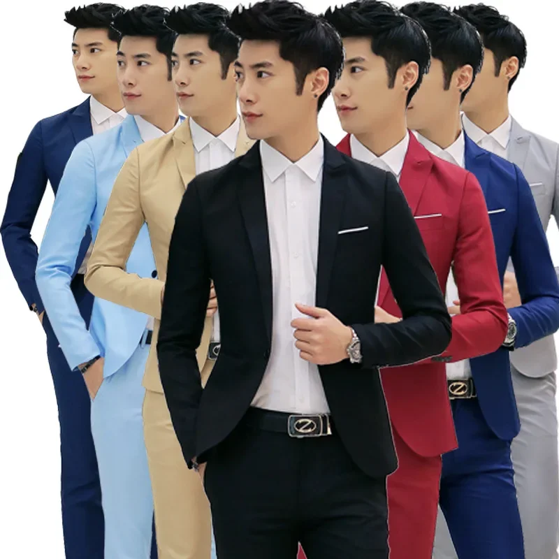 Wish Korean Version Slim Fit Men's Suit Casual Western Style Small Size Big Color Blazer Fashionable Men's Wear