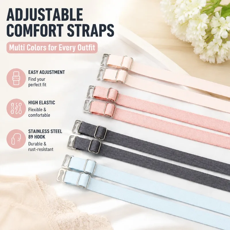 Smooth Fabric Bra Straps High Elastic Brassiere Shoulder Bands Color Replacement Lingerie Accessories Suitable for Off Shoulder