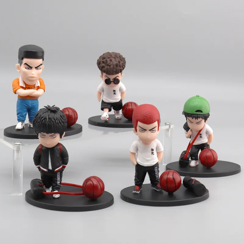 

High quality Mini Figurines Set of 5 for Car Interior Decor Q Version Slam Dunk Theme Featuring Sakuragi Hanamichi Handcrafted