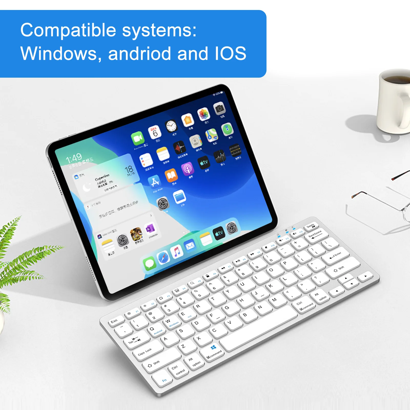 

Русская клавиатура для планшета, беспроводная для планшета iPad, русские, корейские, английские буквы, портативная клавиатура, тонкий, легкий дизайн для IOS, Android, Windows, аккумулятор AAA, мультимедийные клавиши YC