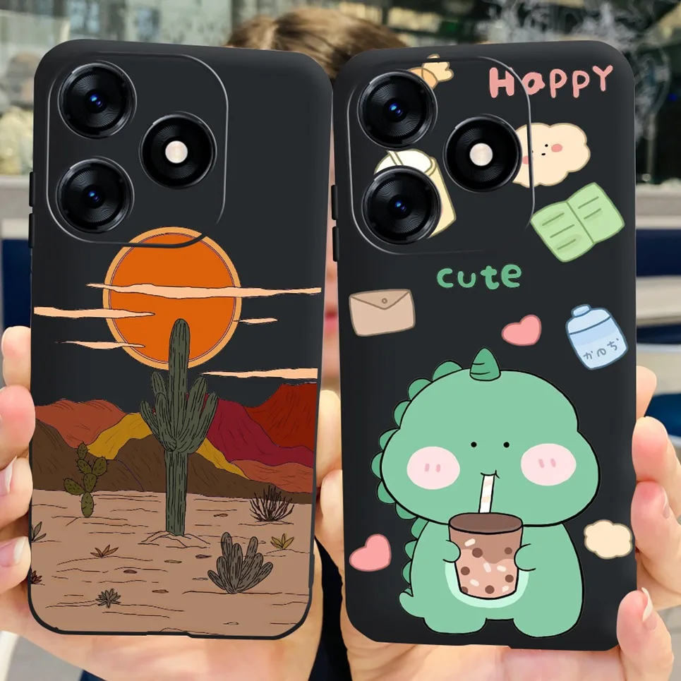 حافظة زهور لهاتف Tecno Spark 10 Pro Spark10 10c Coque Fundas غلاف رسم أسود ناعم غير لامع لحقيبة Tecno Spark 10c 10Pro #4