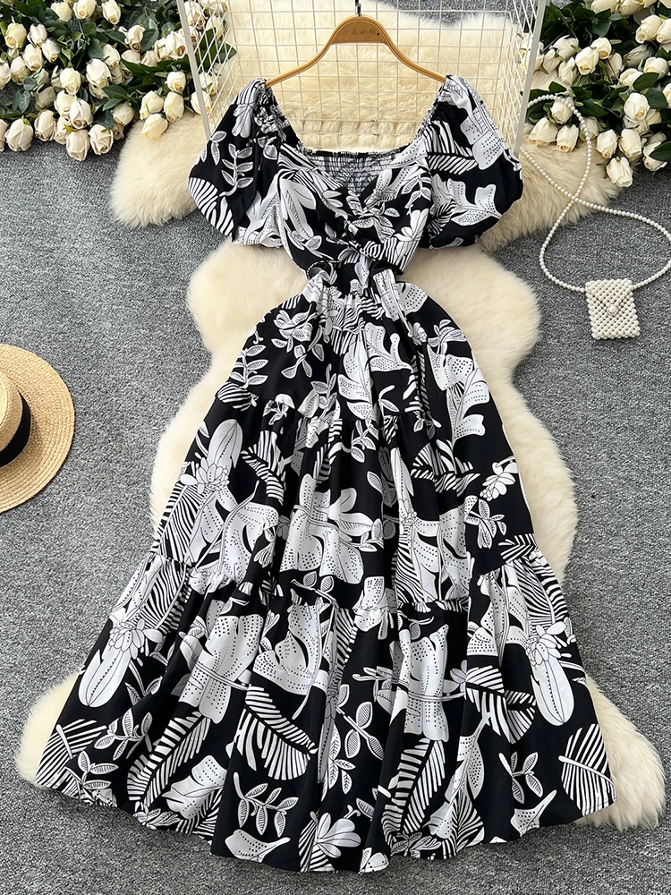 Robe longue à fleurs pour femmes, col croisé, taille cintrée, manches courtes, nouvelle mode, Sexy, plage, vacances, été, Y100