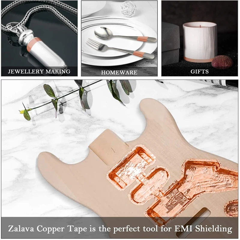 A01F-Koperfolie Tape 70Mm X 20M Voor EMI Afscherming Geleidende Lijm Voor Elektrische Reparaties, slakbarrière Tape Gitaar