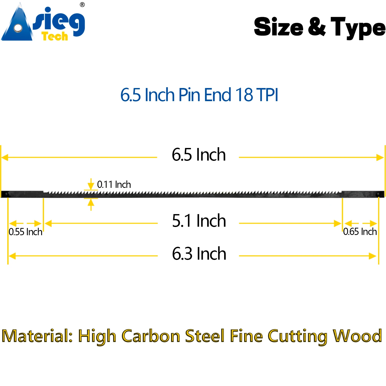 Pinned Scroll Saw Blades Carbon Steel 6-1/2 Inch for Wood Plastic Cutting Woodworking Power Tools 1/5/10/15/20/30/40PCS 18TPI