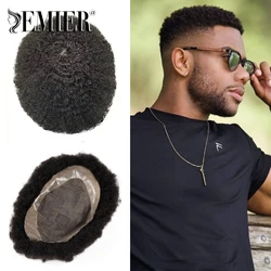 New Men Toupee Afro Toupee For Man Hair Fine Mono NPU 6