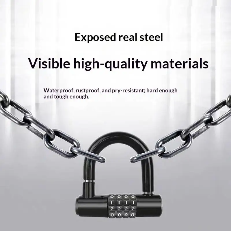 Durable 4-digit Code Password Lock Waterproof Rust-proof U-shaped Lock Zinc Alloy Wheel Locker Bicycle Motorcycle 1PC