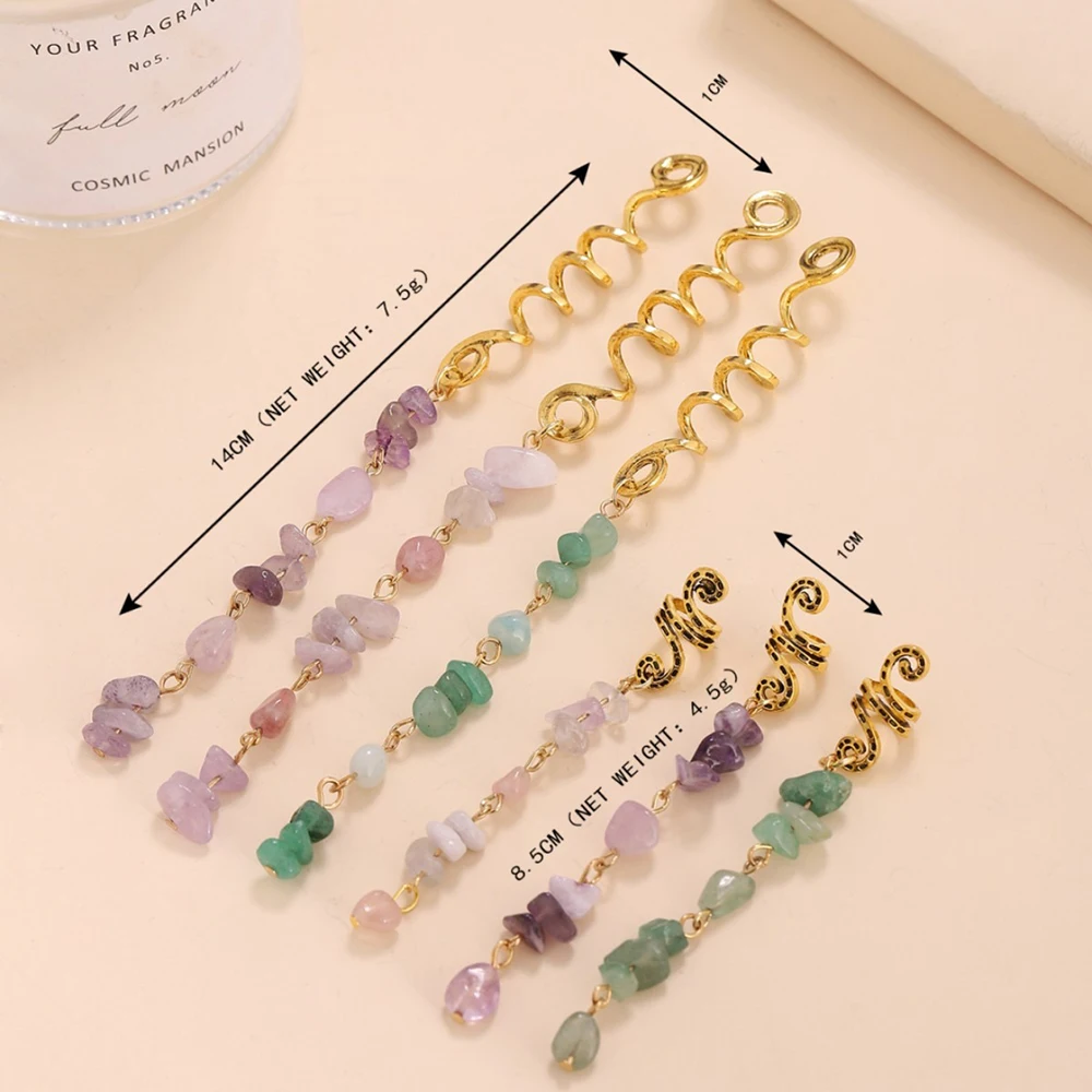 Colorful Stone Pendant Hair Ring Dreadlock Beads Hair Accessories for Braids Clip In Hair Beads Hair Jewelry for Hair Extensions