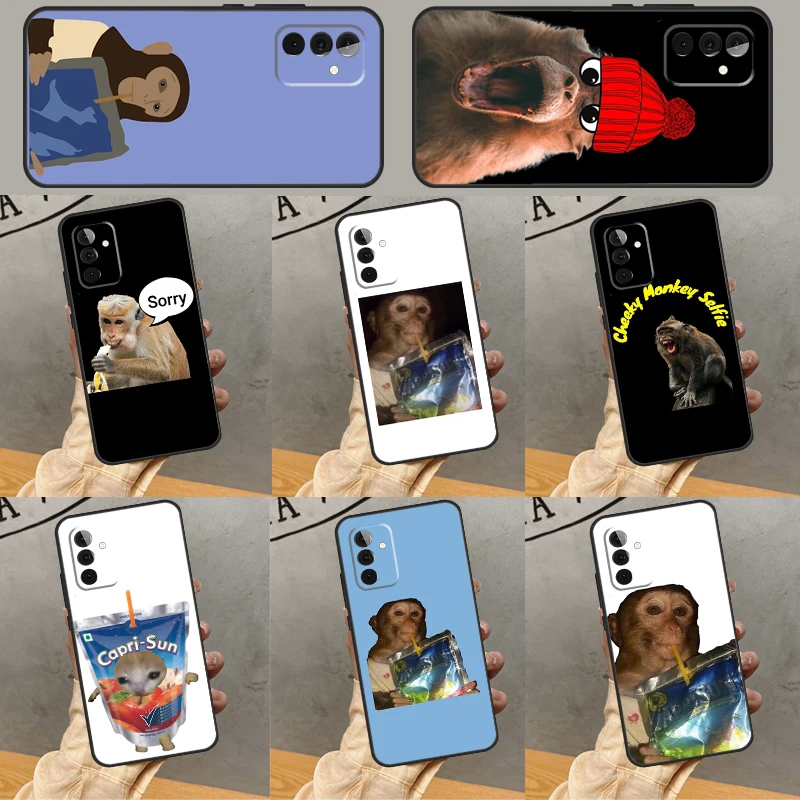 Monkey Sipping  Capri Meme Funda For Samsung Galaxy A14 A34 A24 A13 A23 A33 A53 A73 A12 A22 A32 A52 A51 A71 A54 Case