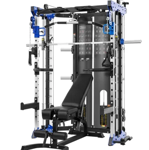 Multi functional Home Gym Equipment Pull Up Bar Pulley Cable Smith Machine Squat Rack