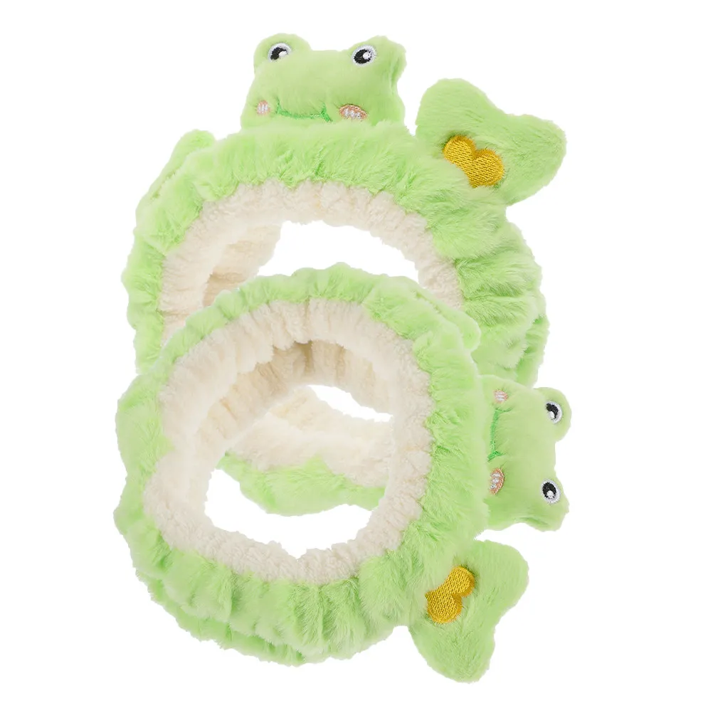 

2Pcs Animal Frog Skincare Headbands Soft Makeup Hairband Face Washing Spa Headband Cute Elastic Hair Accessories for Women