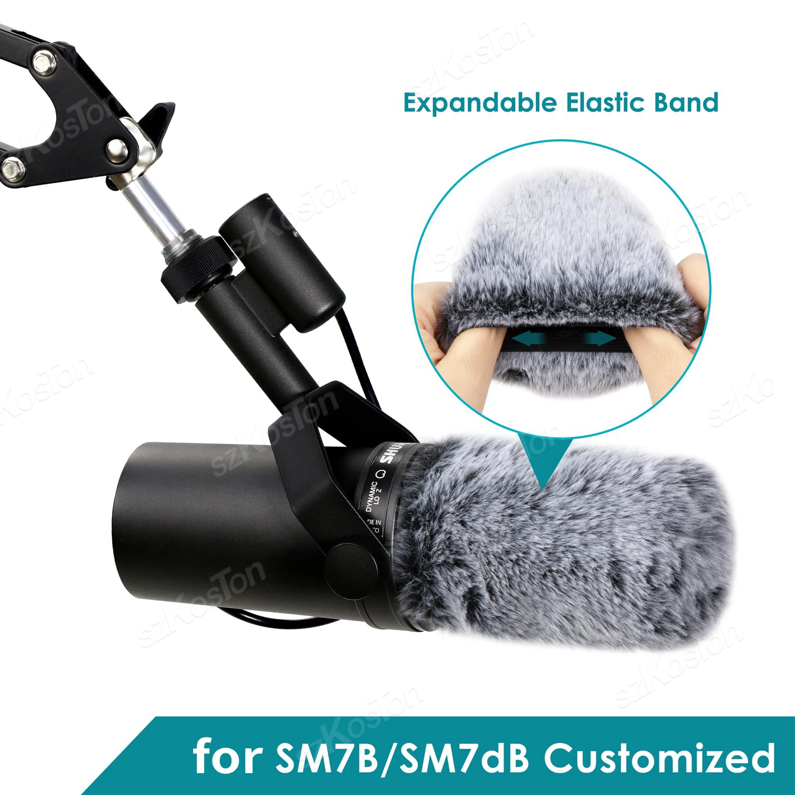Filtro pop de redução de ruído para microfone shure sm7b capa de espuma peludo pára-brisas microfone muff capa de vento para microfone sm7db