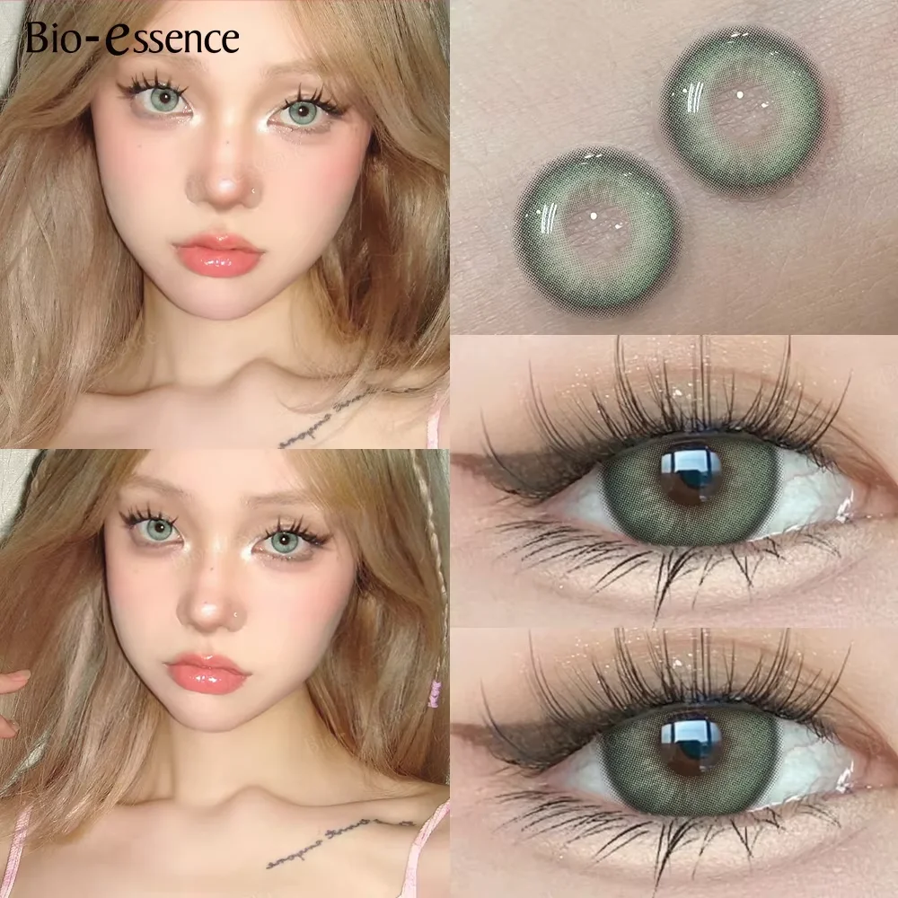 Bio-essence 1 par de lentes coreanas lentes de contacto de colores lentes de colores naturales lentes de maquillaje Y2K lentes de moda para Cosplay 2 uds