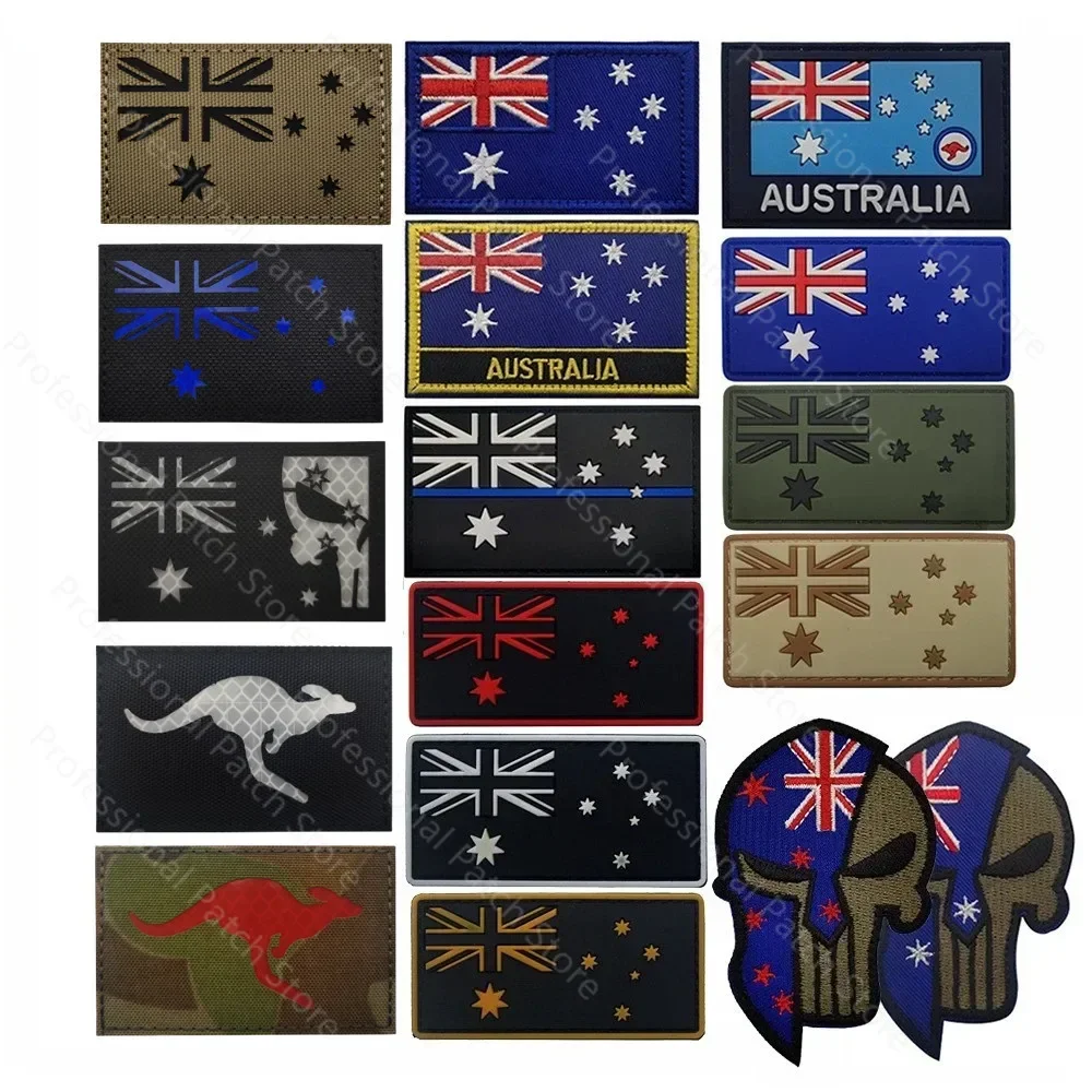 Australia kamuflaż kangur na podczerwień naszywka odblaskowa PVC taktyczna opaska na odzież haftowana plakietka z flagą