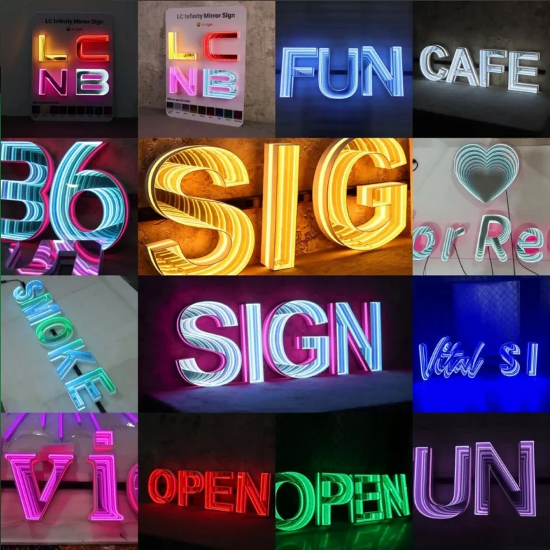 Outdoor Waterproof  3D Infinity Mirror Neon Sign Advertising Led Neon Sign for Custom Led Neon Bar Signs