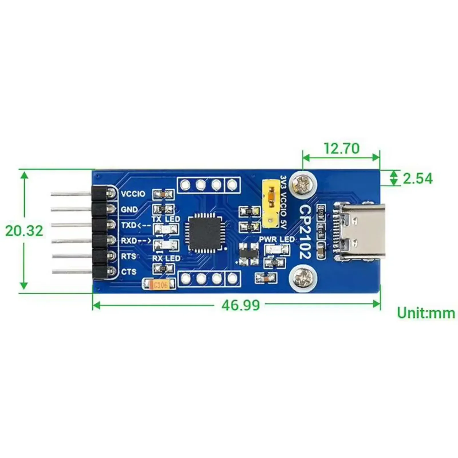 Waveshare 1 USB To UART (TTL) โมดูลการสื่อสาร Type-C USB-C Connector รองรับ Mac OS Linux Android Windows7/8/10/11