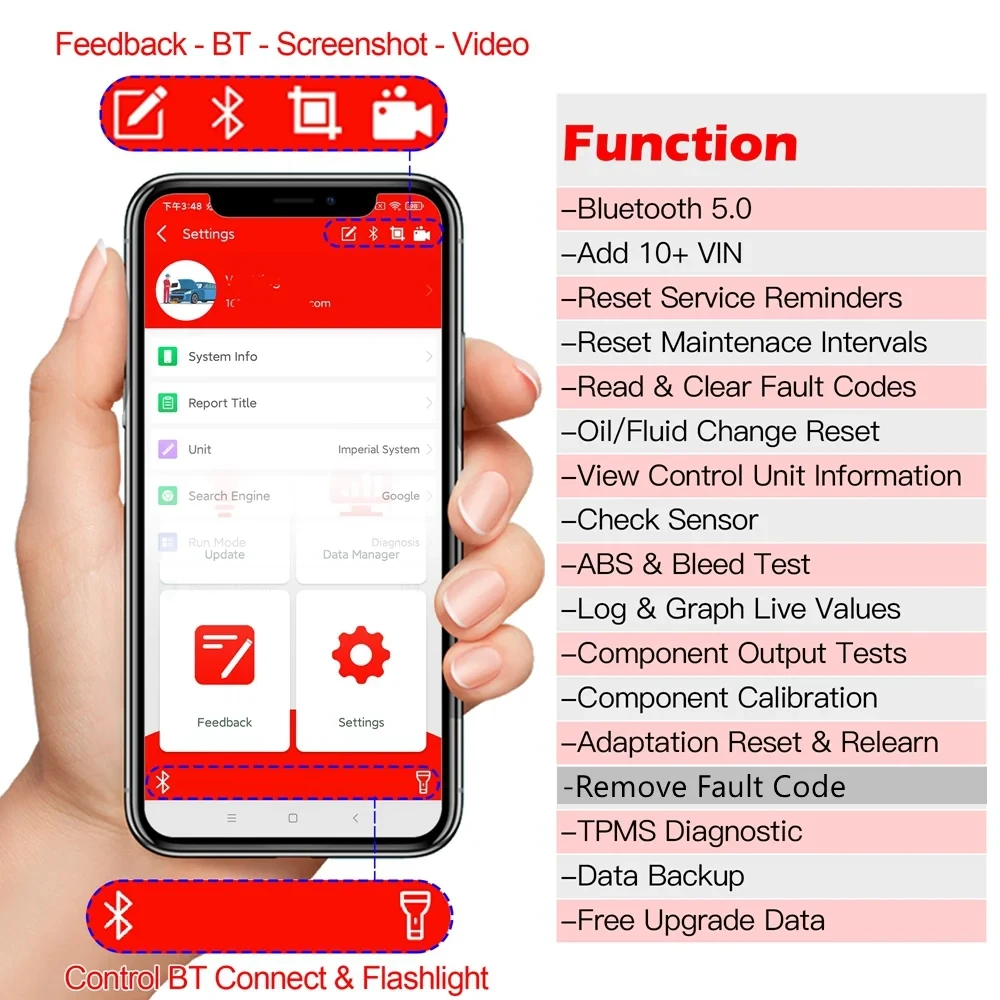 WOYO CTB008 OBD2 Diagnostic Scanner for BMW Motorcycle R1200 R1250 S100 with 10Pin OBD 2 Connectors VS GS911 BT 5.0