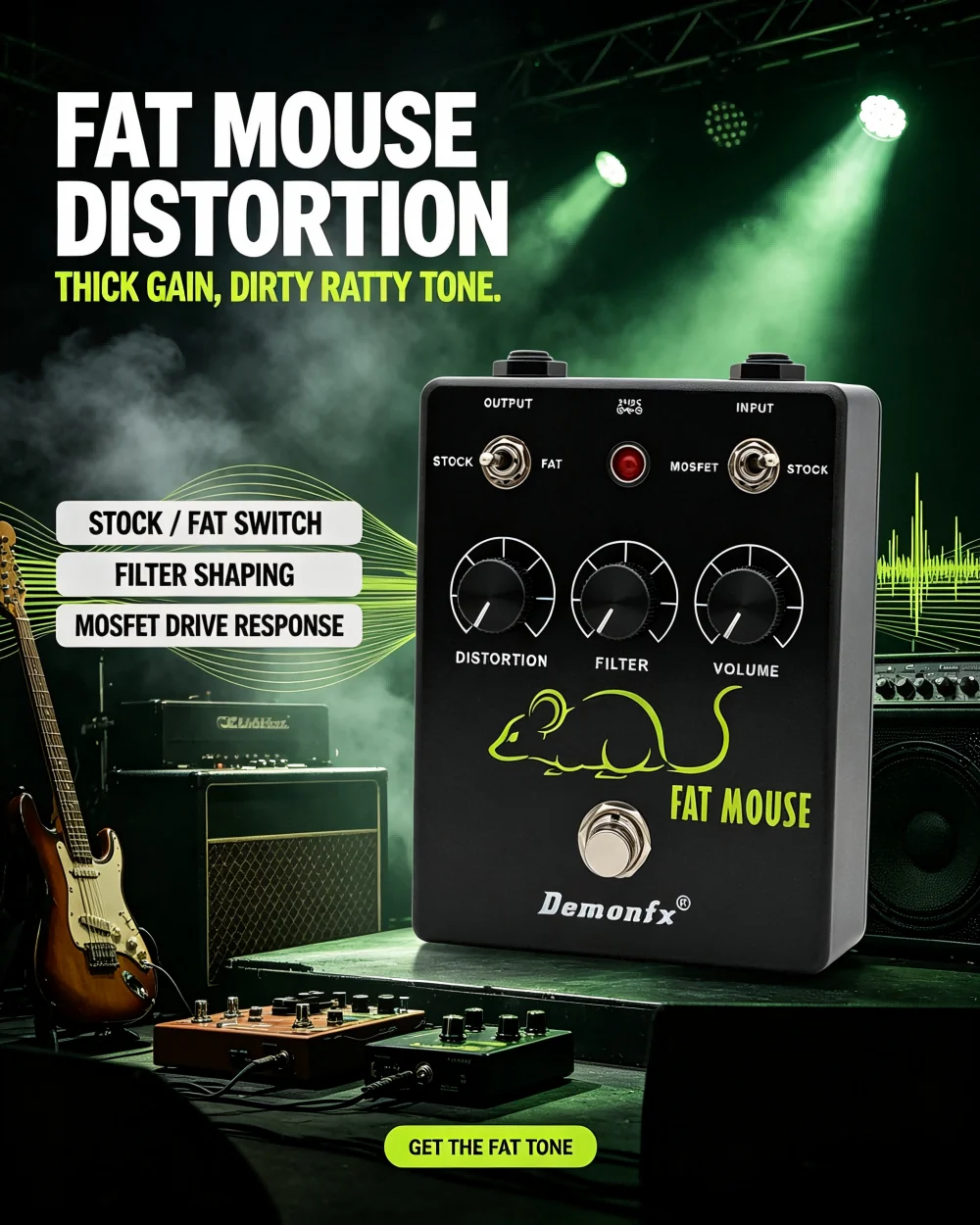 demonfx Fat Mouse /Sweet Girl/AUTO WAH  Guitar Effect Pedal Rat Distortion SweetHoney Drive AUTO WAH