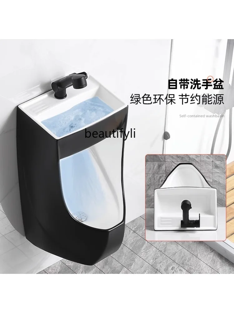 Household Men's Urine Cup Ceramic Color Urinal Bathroom Wall-Mounted Deodorant Urinal Funnel Black Urinal