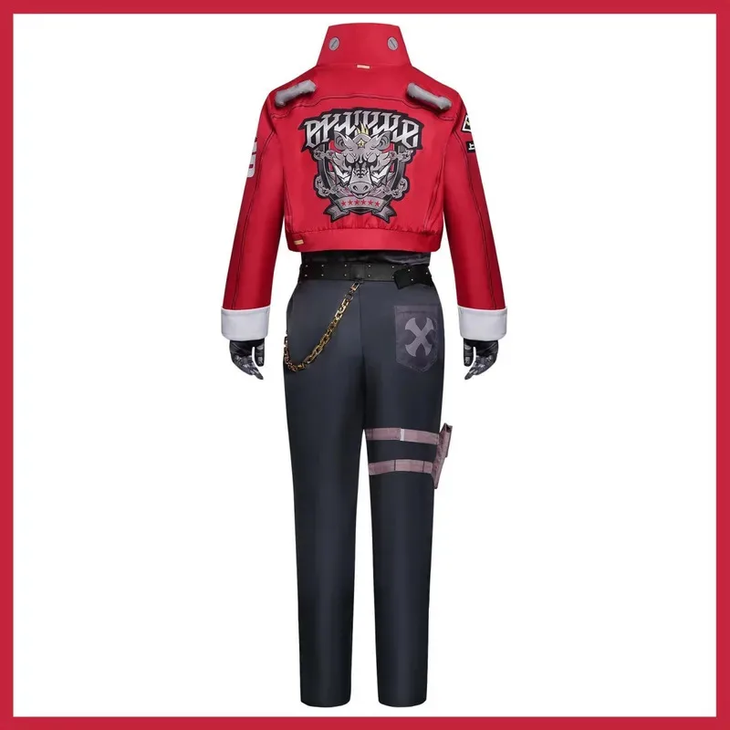 アニメゲーム ゼノレスゾーンゼロ ビリー・ザ・キッド コスプレ衣装 カニングヘアーズ レッドユニフォーム マスク ウィッグ 大人男女 ハロウィンスーツx;2'