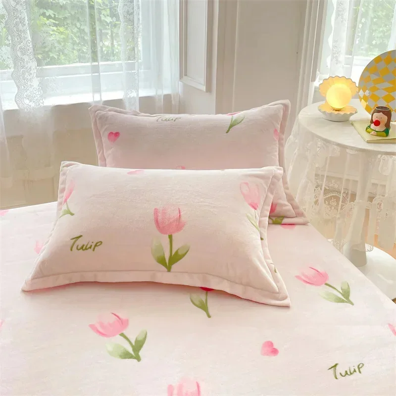 2pcs/pack Velvet Pillowcase Winter Warm Polyester Envelope Pillow Case Skin-friendly Sleeping Pillow Cover 48x74cm