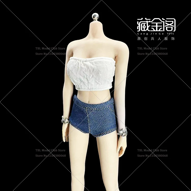 In Stock 1/6 Scale Female Soldier Sleeveless Top Wrinkle Wrapped Chest Strapless Short Vest Fit 12inch Action Figure Doll