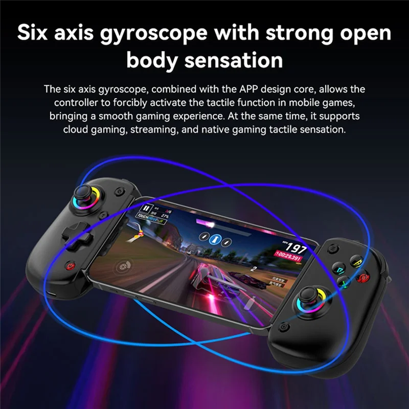 ABKN-D8 PRO Stretch Gamepad For Dual Hall Somatic Macro Programming For SWITCH/PS4 Android IOS PC 400Mah Grip