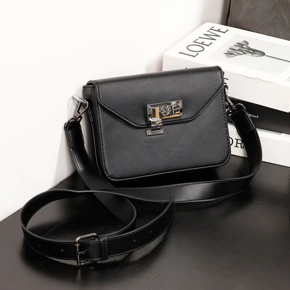 Modische Umhängetasche für Herren, Schultertasche mit Verschluss, Markendesign, Luxus-Leder-Umhängetasche, Quadratische Herrentasche – Detail 2