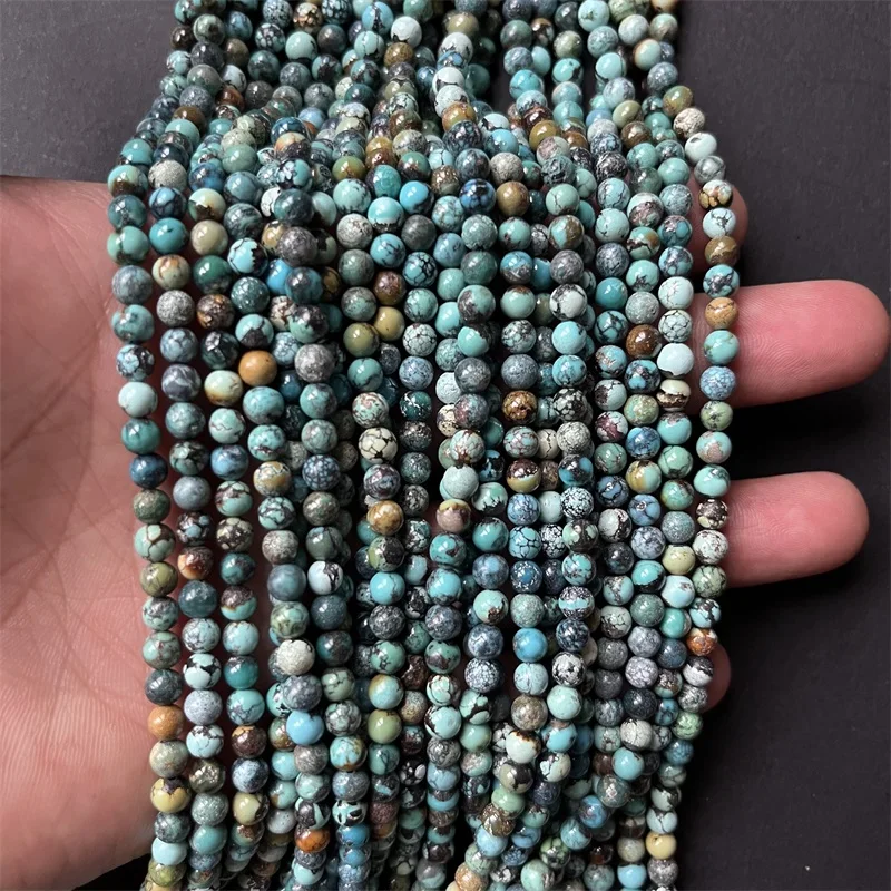 Rare Original 5MM Hubei Turquoise 100% Undyed Gemstone Blue Green Natural Stone Bracelet Fit Diy Charm Beads For Jewelry Making