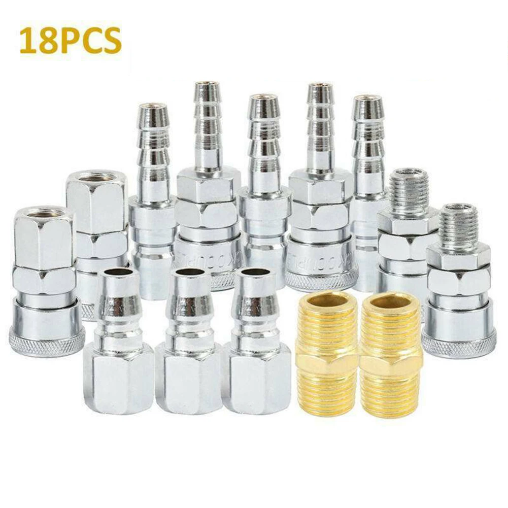 

18Pc Air Hose Fittings Nitto Type Male Female Barb Coupler Compressor Air Tools For Air Compressor Accessory In Stock