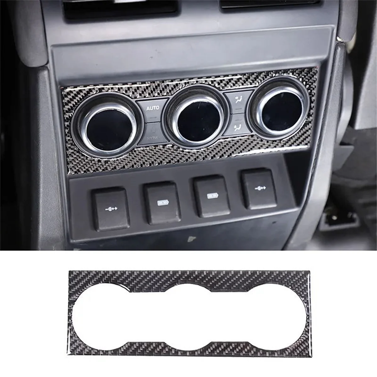 Fibra di carbonio per Land Rover Defender 110 2020-2024 pulsante di regolazione del condizionatore d'aria posteriore copertura del pannello Trim accessori