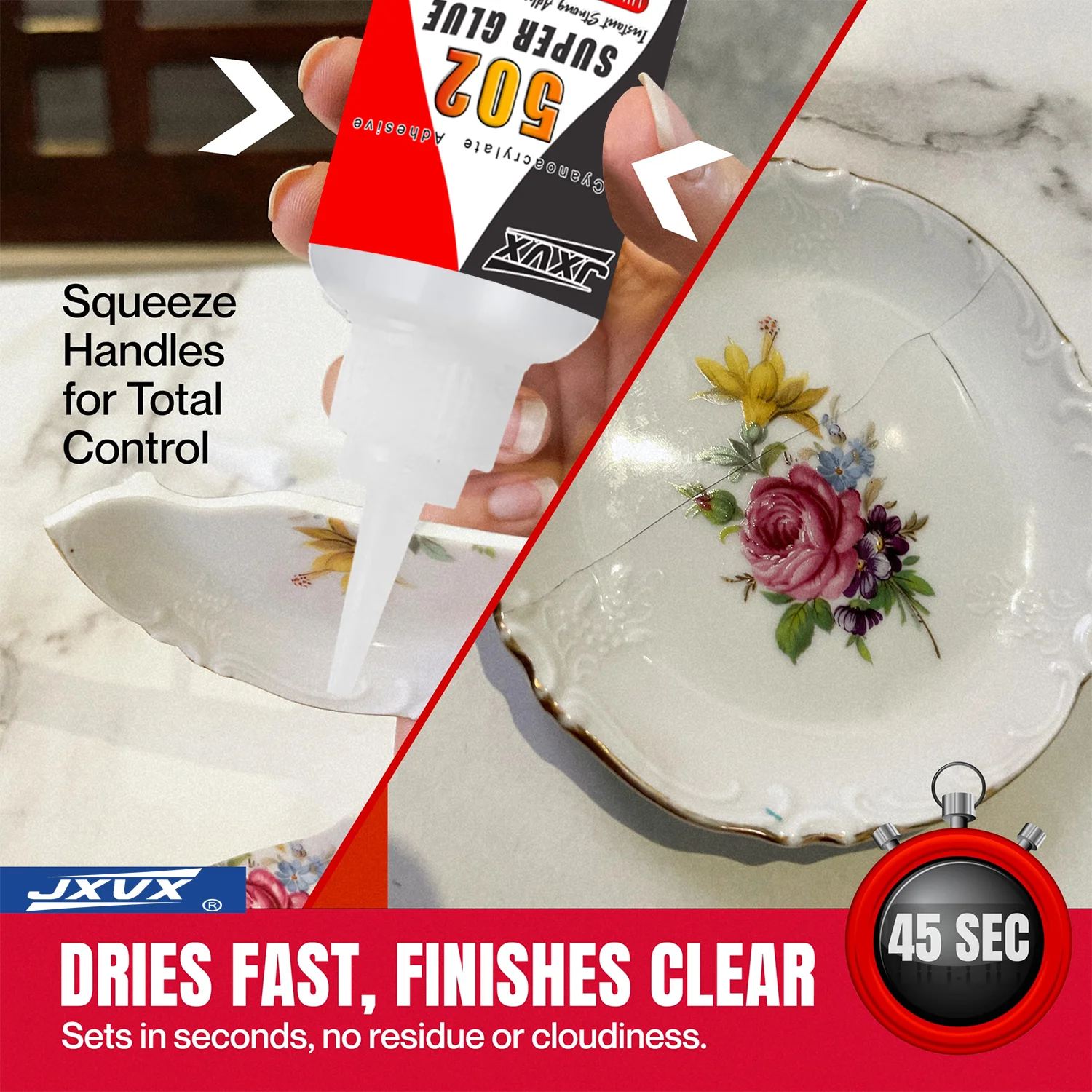 Adhesivo cianoacrilato 502 Super Super Strong totalmente nuevo y mejorado, de secado rápido, resistente al agua, para cuero, goma, madera y metal; pegamento líquido de alta adherencia con dispensador de precisión.