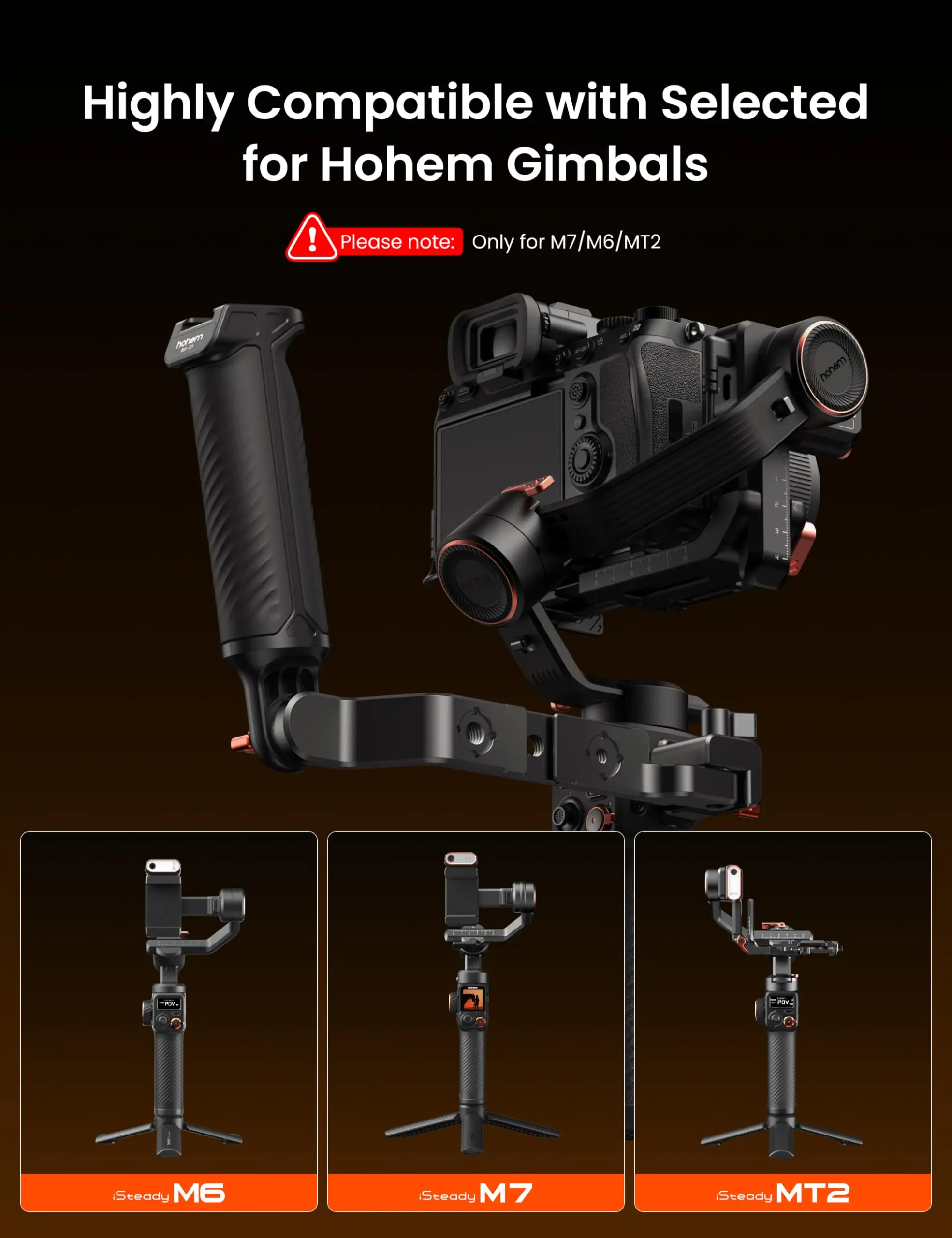 Regulowany uchwyt do gimbalu Hohem, ergonomiczny uchwyt do iSteady MT3/MT2/M6 & MT3 Pro & M7, do zdjęć z niskiego kąta. — zdjęcie produktu 2