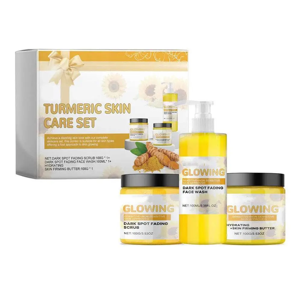 1SEt Handmade Turmeric Soap Face Cream Serum Skin Care Set Clean Cutin Oil Control Removal Acne Whitening Remove Dark Spots