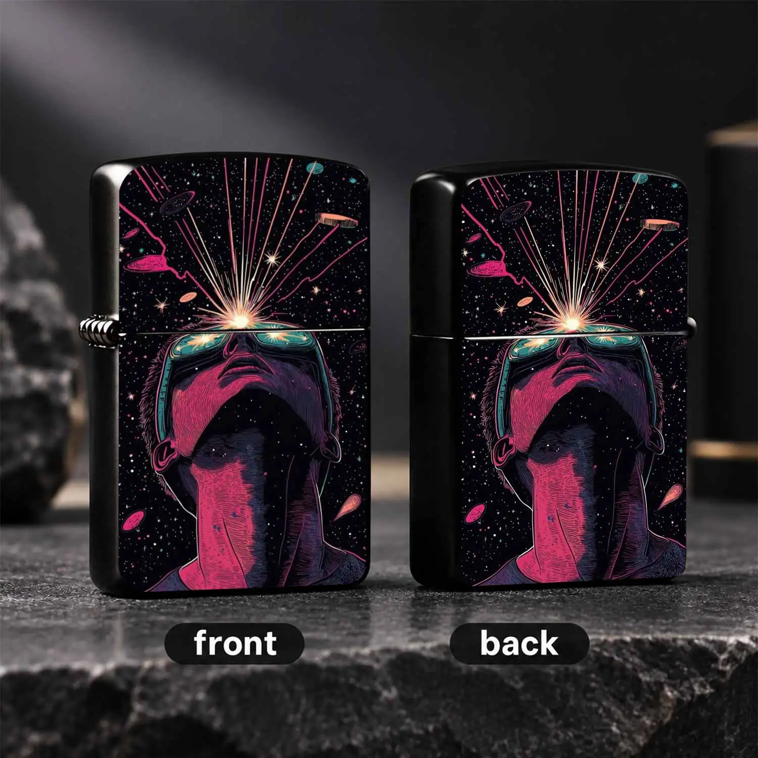 Cyber Cosmic Themed Portable Lighter, Trendy Art Illustration Starry Sky Cosmic Vibe Daily Carry Item, Unique Sci-Fi Creative Accessory, Suitable For All Scenarios, Ideal For Gifting And Personal With Distinct Aesthetic A Humorous And Inter