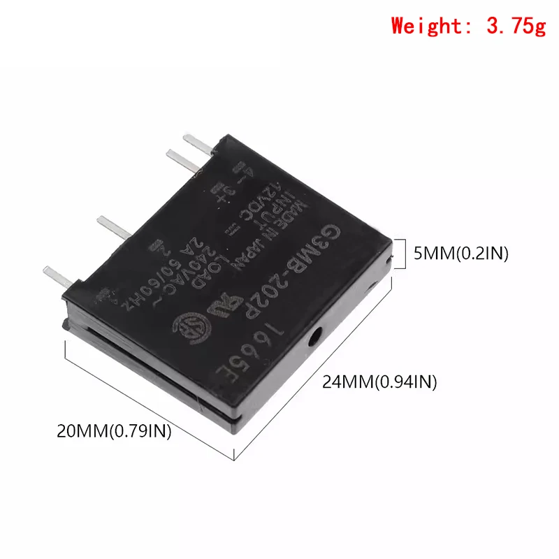 1Pcs 5V 12V 24V DC-AC Solid State Relay Module G3MB-202P G3MB 202P PCB SIP SSR AC 240V 2A Snubber Circuit Resistor Relay Switch