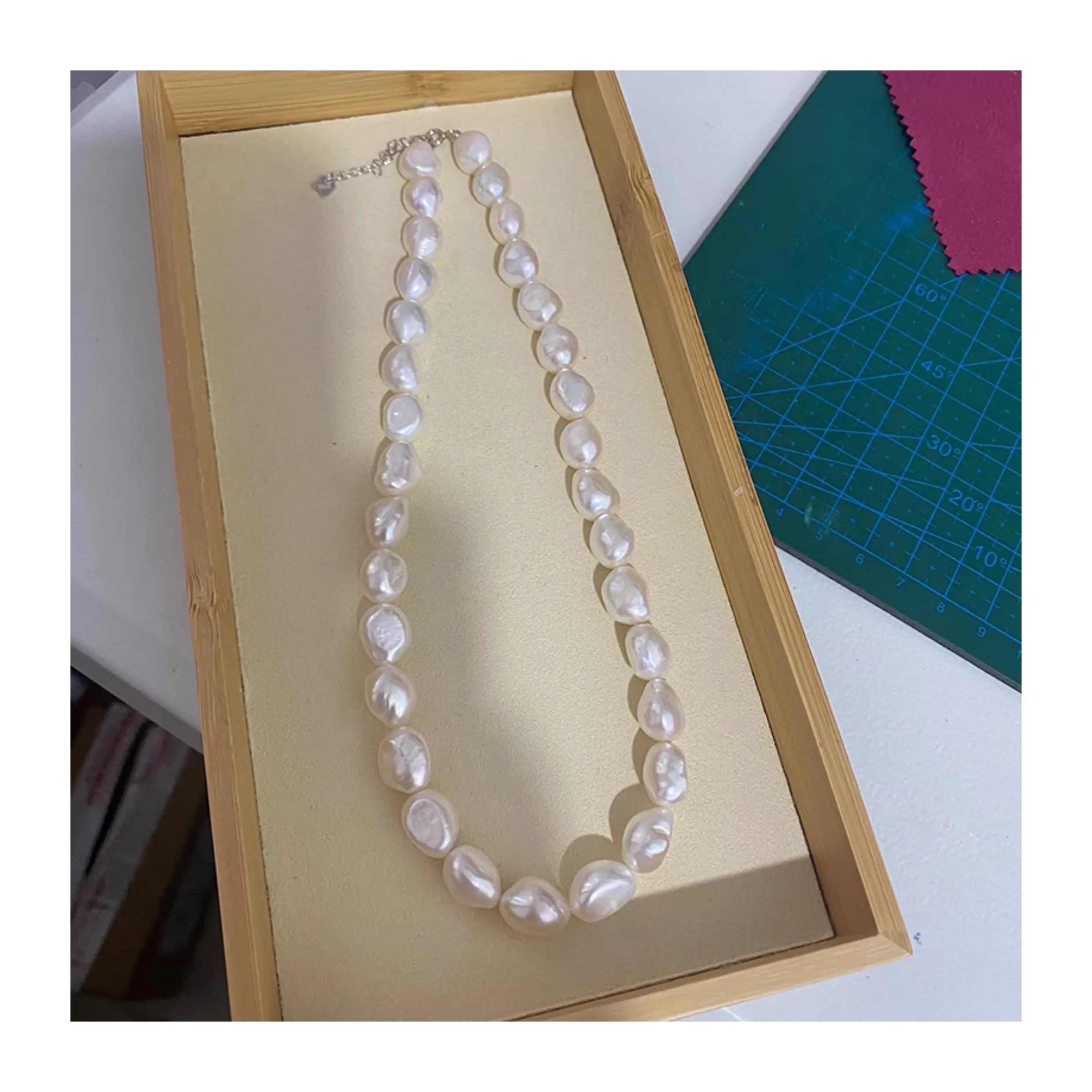 

Натуральное жемчужное ожерелье неправильной формы в стиле барокко Южного моря 925-х годов / ожерелье - 38 + 5 см