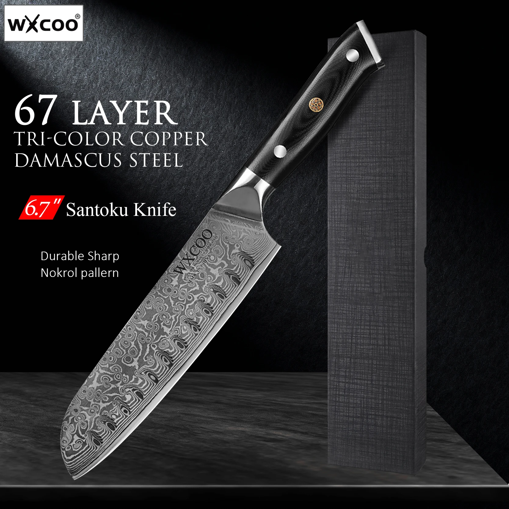 

Santoku Knife Japanese Damascus Steel 67 Layers Professional Kitchen Cooking Knife Ergonomic Handle Multifunctional Chef Knife