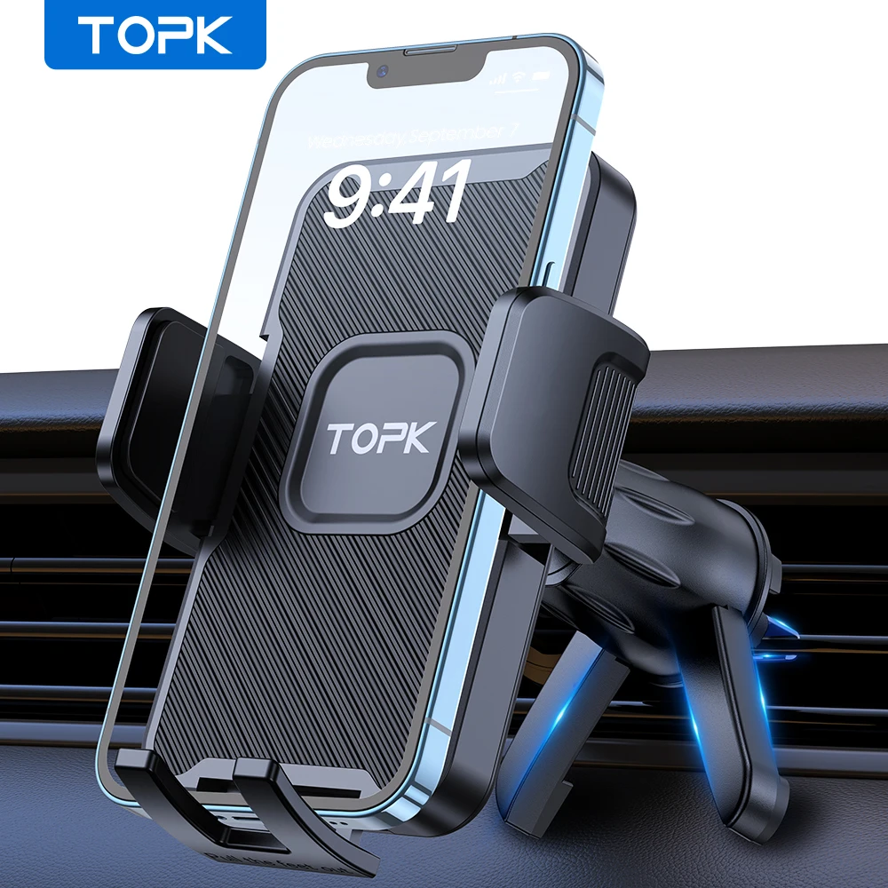 TOPK Kfz-Handyhalterung – universelle Lüftungsschlitzhalterung mit 360° °   Rotation, Ein-Knopf-Entriegelung für schnellen Zugriff auf Ihr Gerät